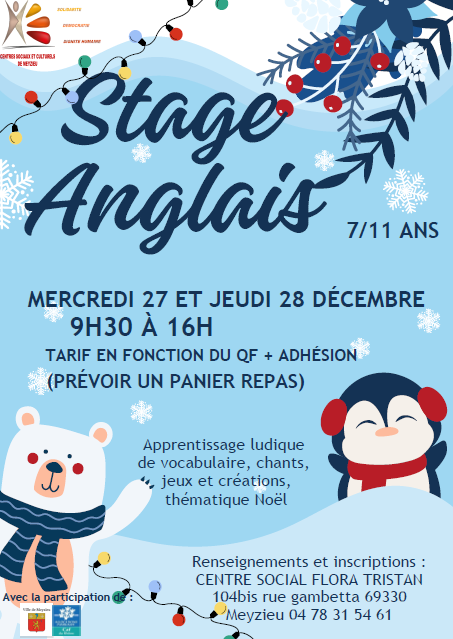 Image stage anglais Noël